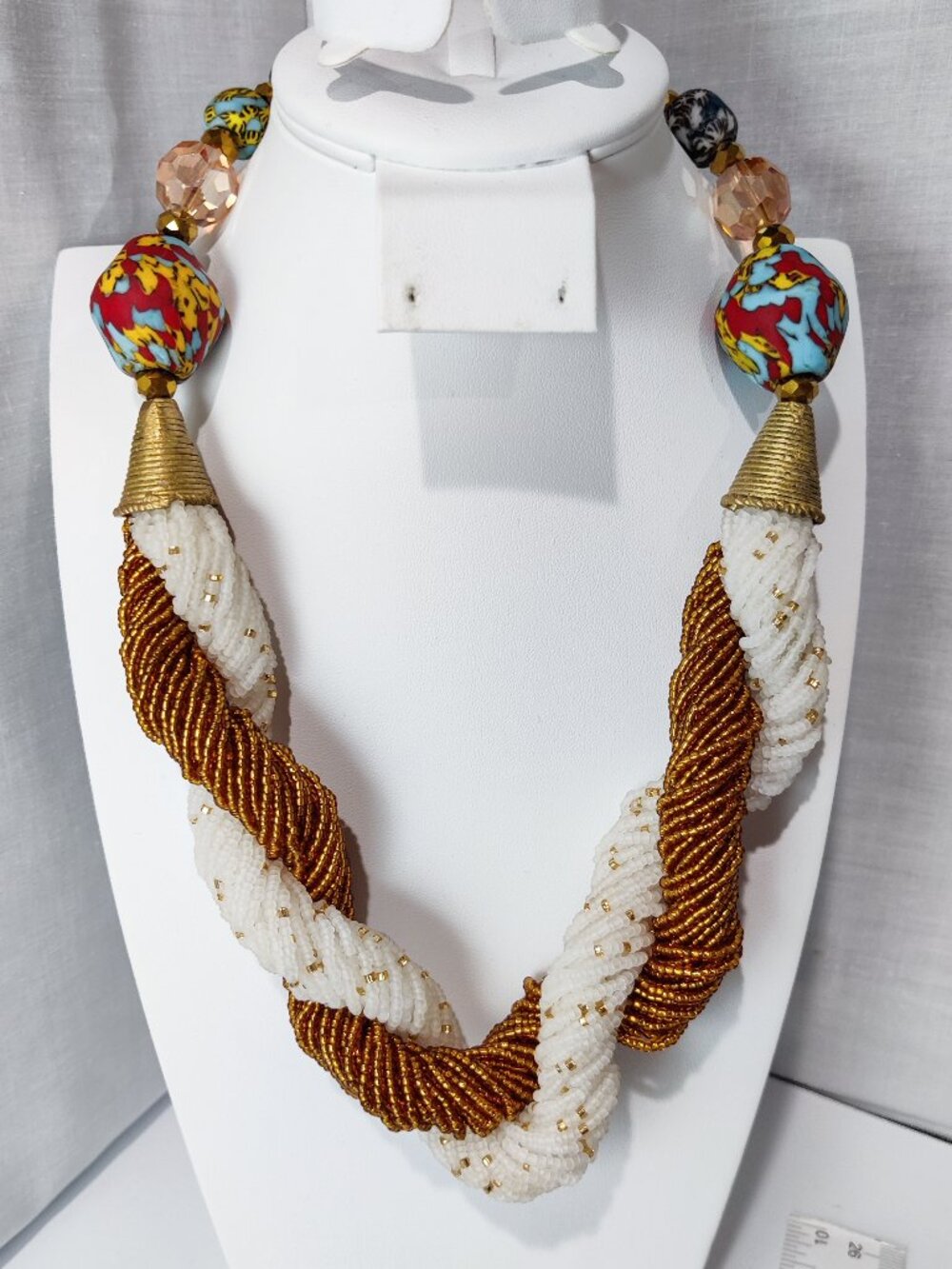 Ghana Krobo Powder Glass Torsade Necklace
